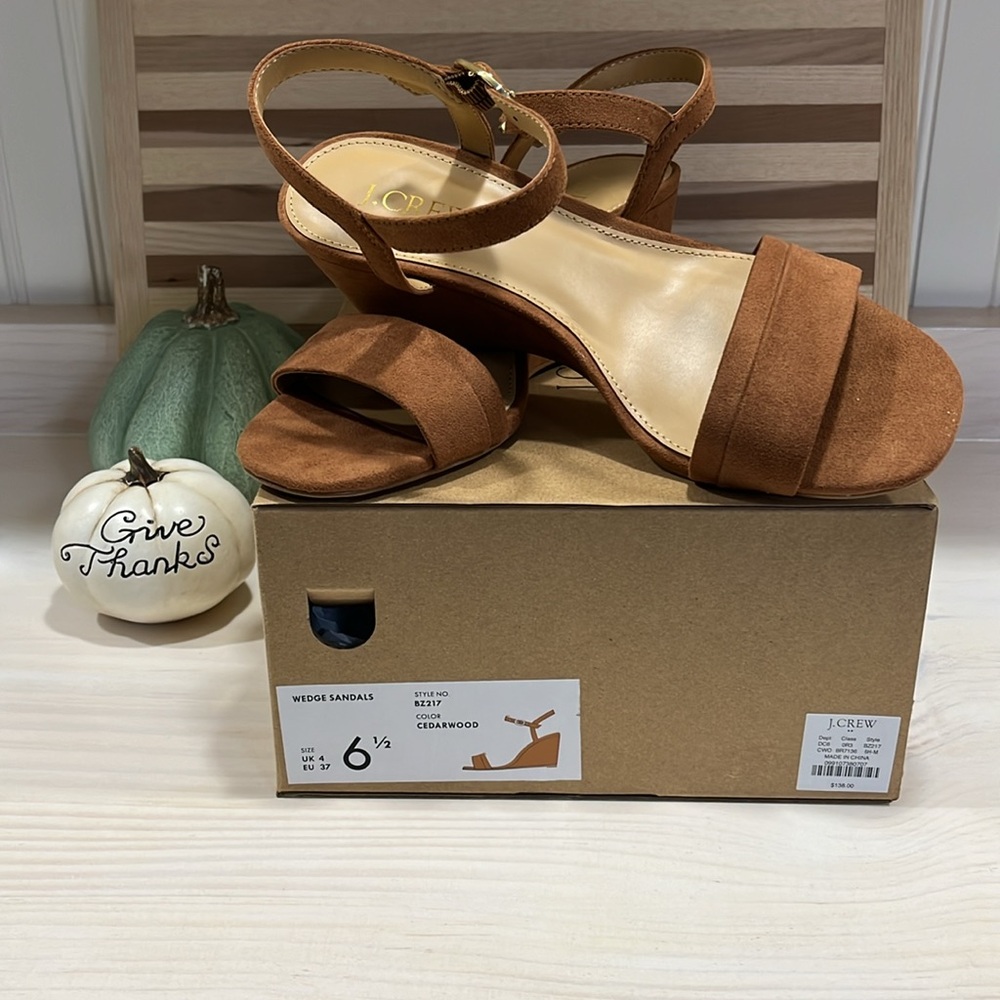 🆕 J. Crew Wedge Sandals, size 6.5, color Cedar Wood - Picture 5 of 7